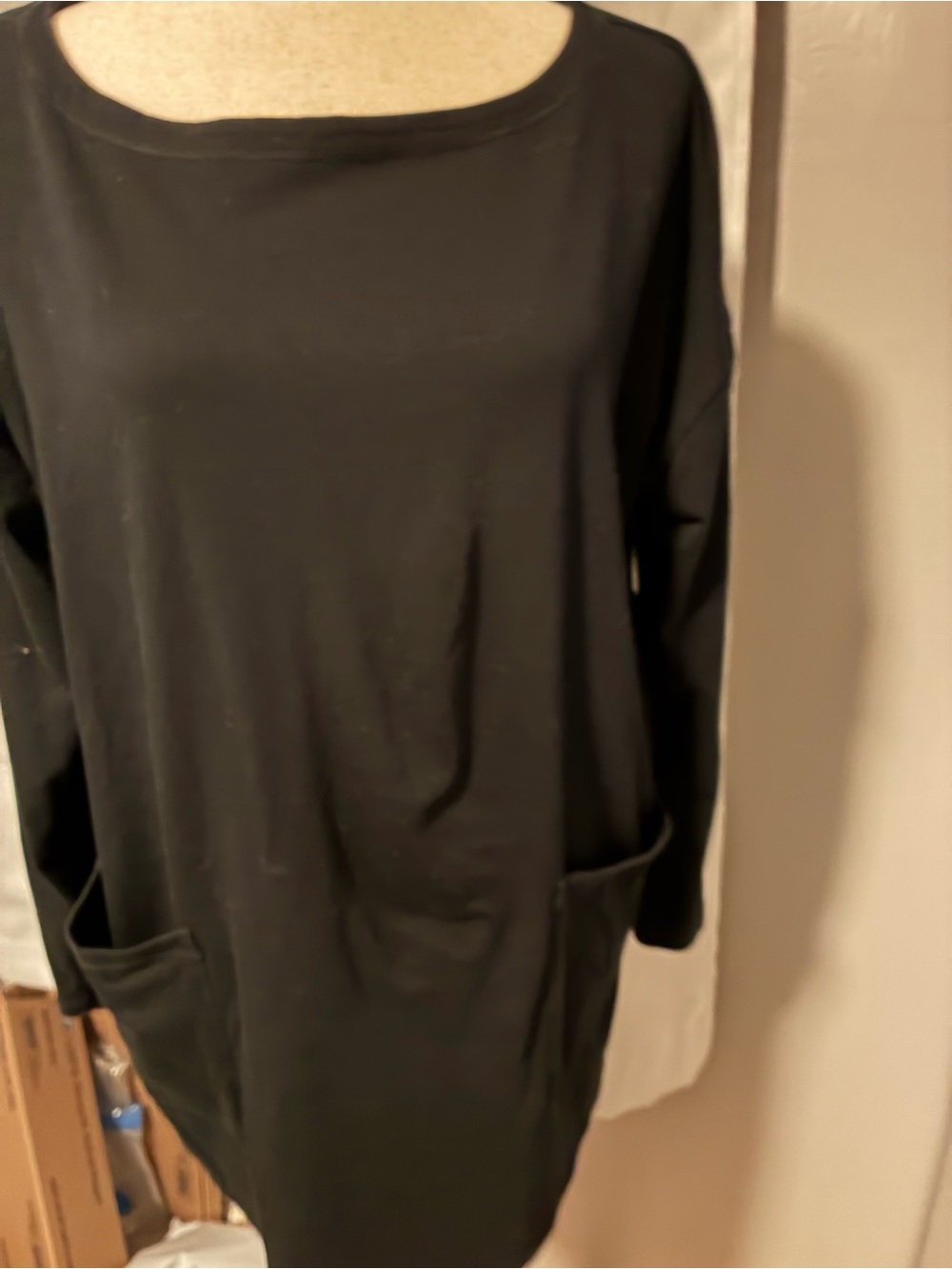 Eileen Fisher Black Long-Sleeve Pocket Tunic
